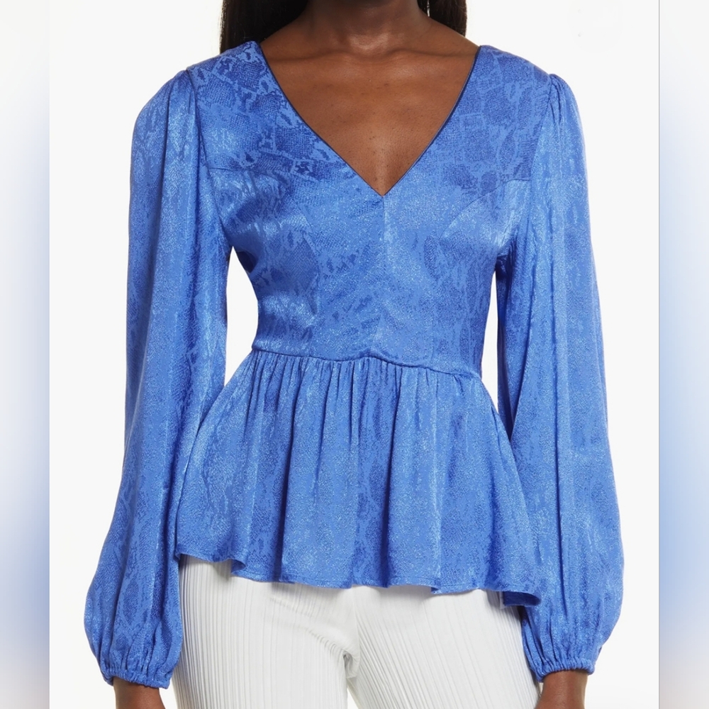 TopShop Jacquard Peplum Blouse